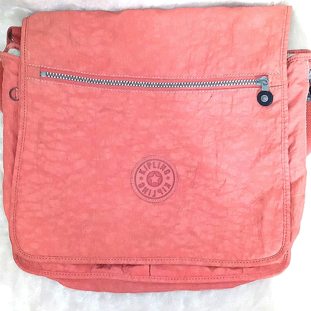 Kipling orange organizational messenger bag